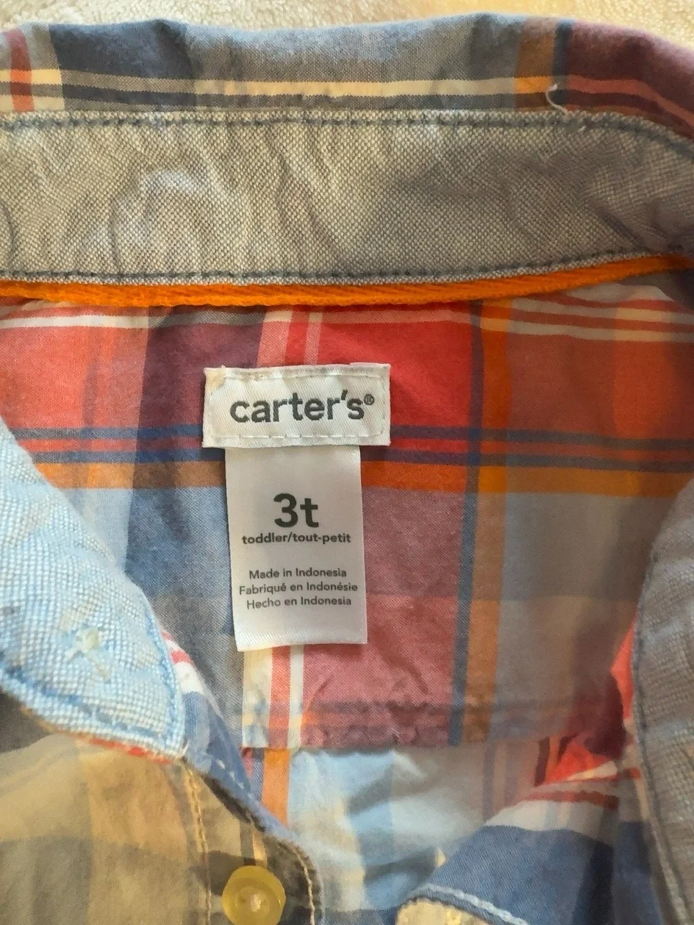 Carter’s Plaid Long-Sleeve Button-Up Shirt 3T